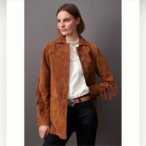 NWOT Anthropologie Pilcro Danae Fringed Suede Jacket - Size MP